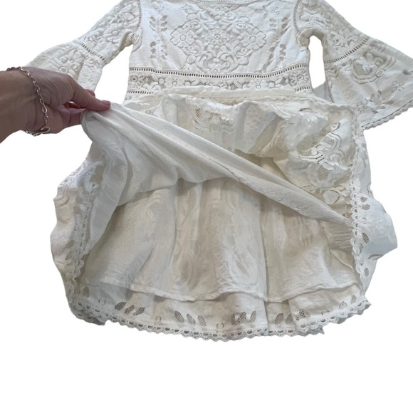 SPELL & THE GYPSY Clover Lace Mini Dress XS Gently Flared Sleeves Boho coquette - Picture 9 of 16